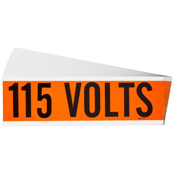 Brady 115 Volts Conduit and Voltage Lbls 2.25 in H x 9 in W BK on OR 25/PK 152312 - main